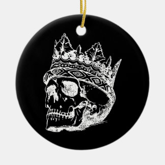 Ornamento De Cerâmica Cabeça de esqueleto com uma Coroa numa