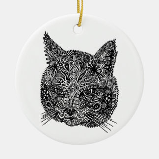 Ornamento De Cerâmica Cabeça de Gato Ornamental