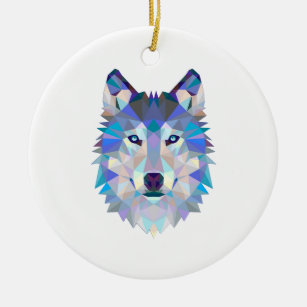 Ornamento De Cerâmica Cabeça de lobo geométrico poligonal
