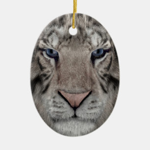 Ornamento De Cerâmica Cabeça de Tigre Branco Estética da Vida Selvagem