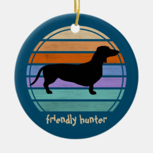 Ornamento De Cerâmica Cabelo Curto Dachshund - Silhouette 1