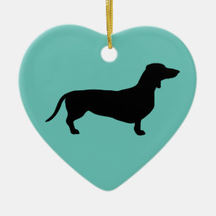 Ornamento De Cerâmica Cabelo Curto Dachshund - Silhouette 1