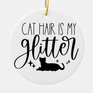 Ornamento De Cerâmica Cabelo de Gato é Minha Glitter