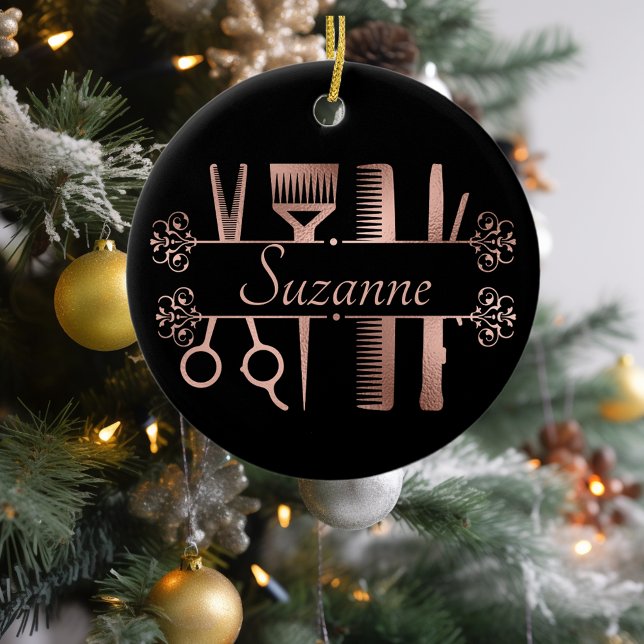 Ornamento De Cerâmica Cabelo Dourado de Rosa personalizado (Criador carregado)