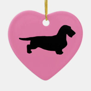 Ornamento De Cerâmica Cabelo grosso Dachshund - Silhouette 1
