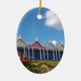 Ornamento De Cerâmica Cabines de Praia Tradicionais Britânicas