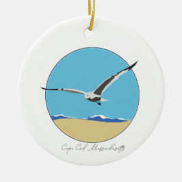Ornamento De Cerâmica Cabo Cod, Massachusetts Sea Gull sobre Praia