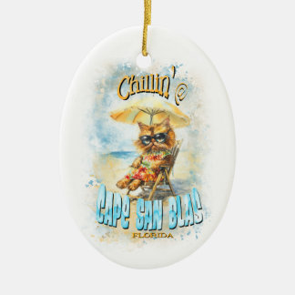 Ornamento De Cerâmica Cabo San Blas Florida Beach Lounging Cat