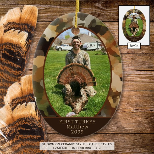 Ornamento De Cerâmica Caça à Camuflagem Uma Foto Personalizada (Criador carregado)
