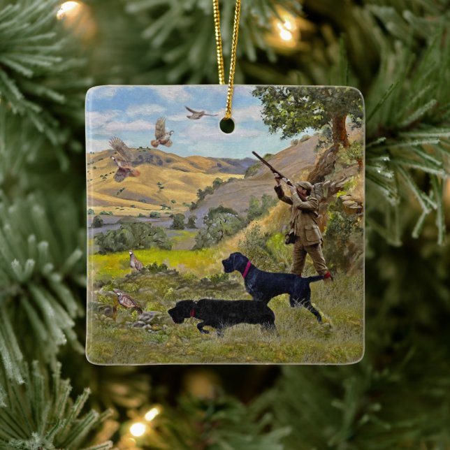 Ornamento De Cerâmica Caça ao Chukar Partridge (Árvore)