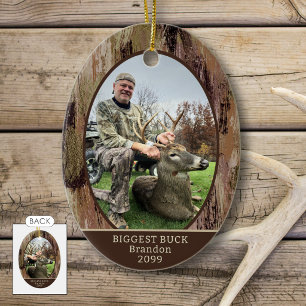 Ornamento De Cerâmica Caça Camuflada 2 Fotos Personalizadas