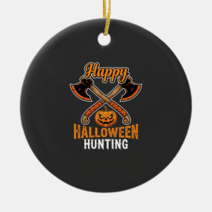 Ornamento De Cerâmica Caça de Halloween Machados Cruzados Jack O Lantern