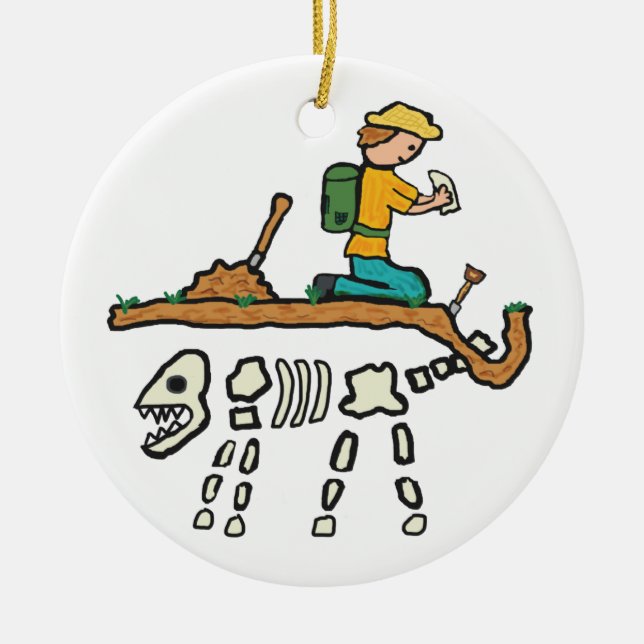 Ornamento De Cerâmica Caça Fóssil (Frente)