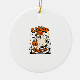 Ornamento De Cerâmica Caçador de Doces Halloween Fantasma Abóbora Balde_