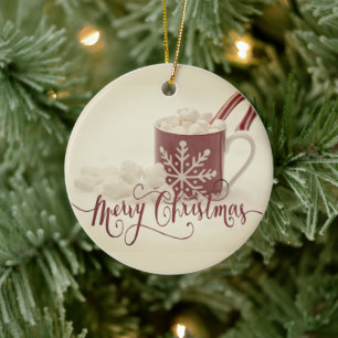 Ornamento De Cerâmica Cacau Antigo Feliz Natal