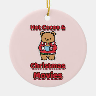 Ornamento De Cerâmica Cacau Quente e Filmes de Natal Urso Fofo