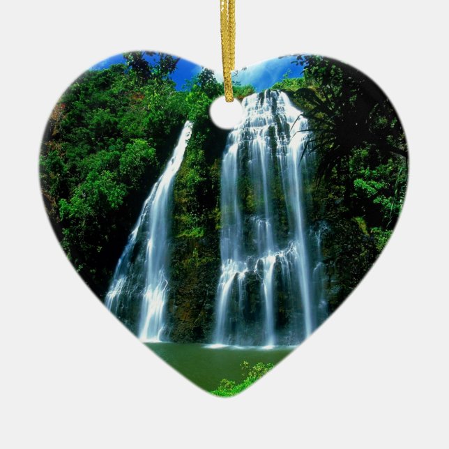 Ornamento De Cerâmica Cachoeira Opaekaa Kauai Havaí (Frente)