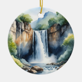 Ornamento De Cerâmica Cachoeira pintada à aquarela