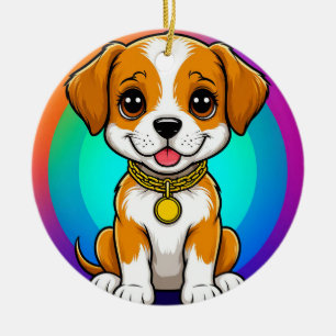 Ornamento De Cerâmica Cachorrinho de Desenho Adorável