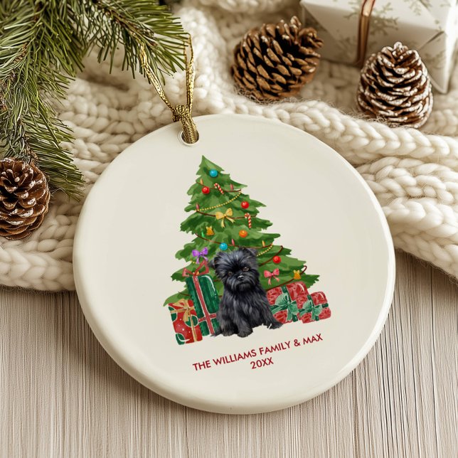 Ornamento De Cerâmica Cachorro Affenpinscher Personalizado Natal (Criador carregado)