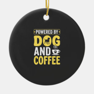 Ornamento De Cerâmica Cachorro Amante De Café Energizado Por Design
