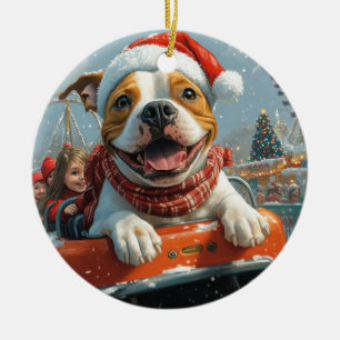 Ornamento De Cerâmica Cachorro American Staffordshire Natal