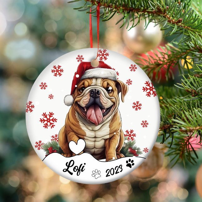 Ornamento De Cerâmica Cachorro Americano Bonito de Natal Personalizado (Criador carregado)