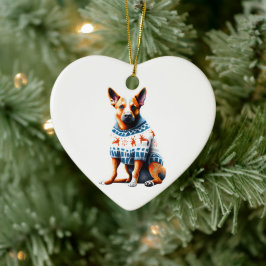 Ornamento De Cerâmica Cachorro Australiano de Bovinos no Suor de Natal