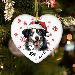 Ornamento De Cerâmica Cachorro Australiano de Natal Personalizado