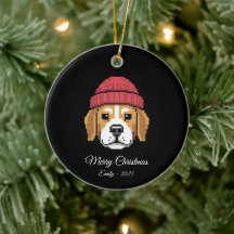 Cachorro Beagle de Arte Pixel com Chapéu de Invern