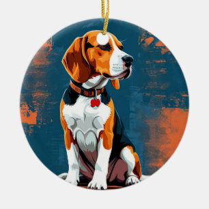 Ornamento De Cerâmica Cachorro-Beagle em Abstrato