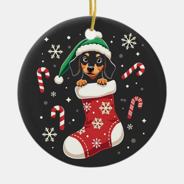 Ornamento De Cerâmica Cachorro Beagle Vestindo os amantes de Natal do Pa (Frente)