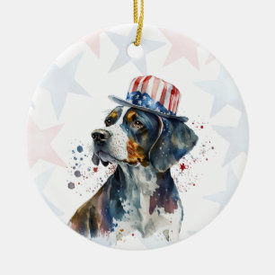 Ornamento De Cerâmica Cachorro Bluetick coonhound, 4 de julho Personaliz