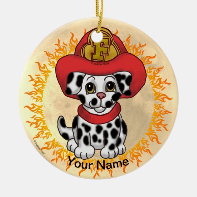 Ornamento De Cerâmica Cachorro Bombeiro  (Frente)