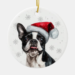 Ornamento De Cerâmica Cachorro Boston Terrier Natal Personalizado