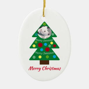 Ornamento De Cerâmica Cachorro Branco Bonito Cachorro Colorido Árvore V