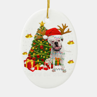 Ornamento De Cerâmica Cachorro Branco Cachorro Noel Noite Árvore Chapéu