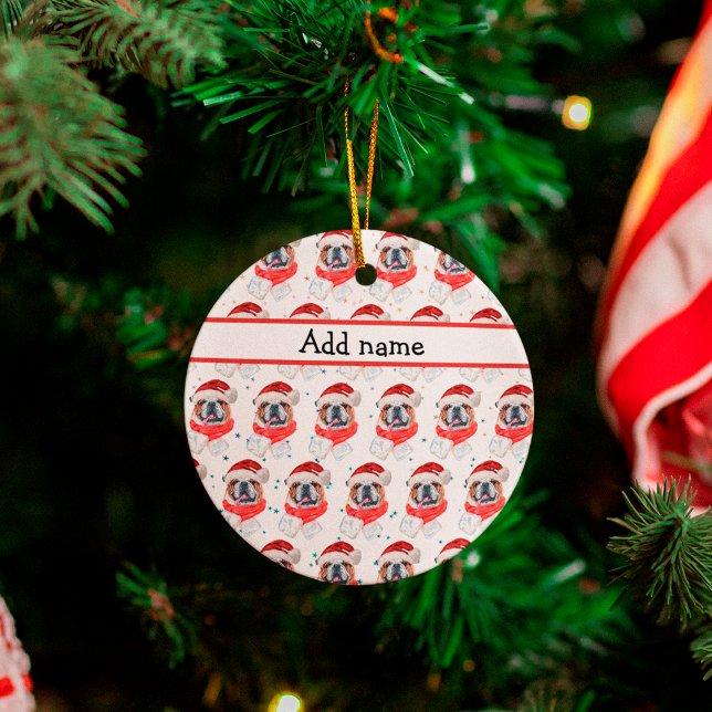 Ornamento De Cerâmica Cachorro-Bulldog Inglês - Natal (Criador carregado)
