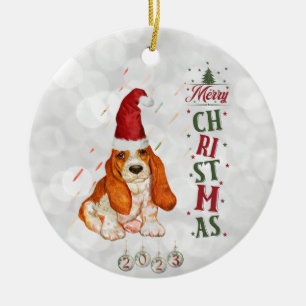 Ornamento De Cerâmica Cachorro Cachorro Cachorro Basset Natal 2021