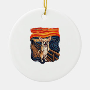 Ornamento De Cerâmica Cachorro Chihuahua Gritando Grito Ponte_1