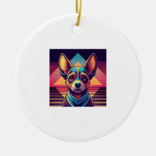 Ornamento De Cerâmica Cachorro Chihuahua Neon Retro � Arte de Cachorro S