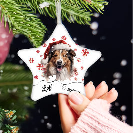Ornamento De Cerâmica Cachorro Collie De Natal Personalizado Cerâmico Ou