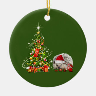 Ornamento De Cerâmica Cachorro com luzes de chapéu Natal