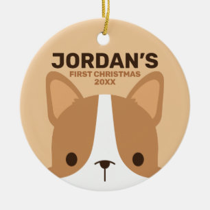 Ornamento De Cerâmica Cachorro Corgi Corgento com Nome Personalizado