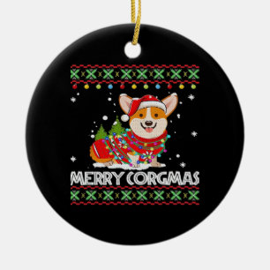 Ornamento De Cerâmica Cachorro Corgi Feliz Corgmas Papai Noel Corgi Nata