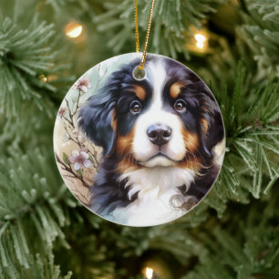 Ornamento De Cerâmica Cachorro-da-montanha Bernese AI Puppy