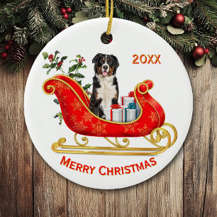 Ornamento De Cerâmica Cachorro da Montanha Bernese no Natal