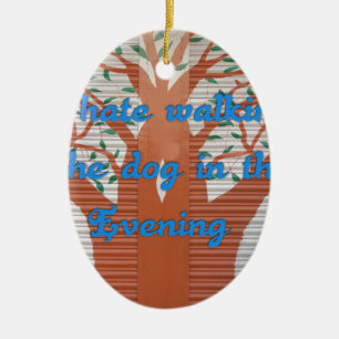 Ornamento De Cerâmica "Cachorro da Noite Caminhando Pão" - Odeio Caminha