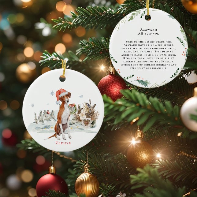 Ornamento De Cerâmica Cachorro de Aquarela Azawakh | Monograma (Criador carregado)