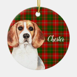 Ornamento De Cerâmica Cachorro de Beagle de Aquarela Personalizado